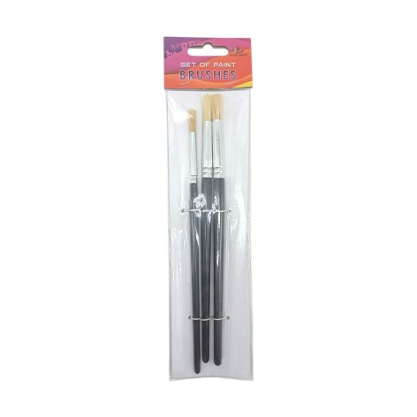 Набор кистей для рисования,Щетина,размер 8,10,12 3шт.в пакете,круглая головка,деревянная р-ка