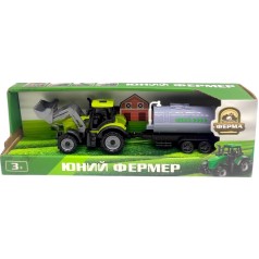 Салатовый трактор с серой бочкой