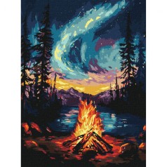 Картина по номерам с красками металлик "Северное сияние" 30х40 см