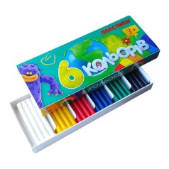 Пластилин детский, мягкий, 6 цветов.