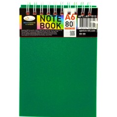 Блокнот А6, 80 л., пластик, пружина сверху (ЗЕЛЕНЫЙ)