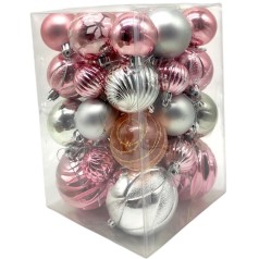 Новогодние украшения, 36 штук, шарики, в слюде, в коробке