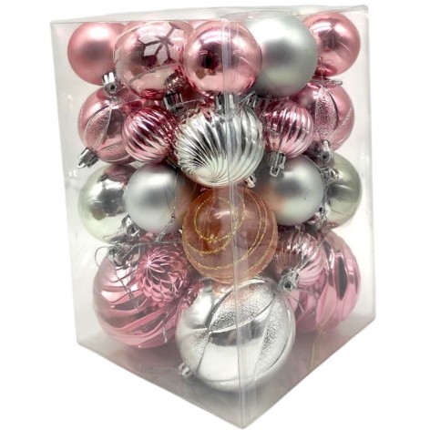Новогодние украшения, 36 штук, шарики, в слюде, в коробке