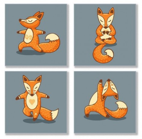 Картина по номерам "Полиптих: Yoga-fox" ★★
