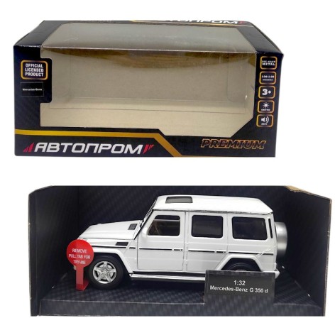 Машинка металлическая "АВТОПРОМ, Mercedes-Benz G 350", белая (коробка – 18х9х8 см)