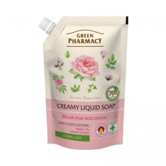 Green Pharmacy жидкое мыло 460мл дой-пак мускатная роза и хлопок EN