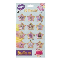 3D наклейки с блестками "Звезда" (12 шт)