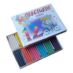 Пластилин детский, мягкий, 12 цветов.