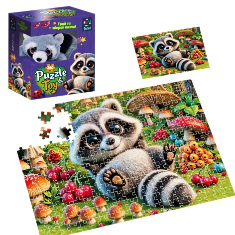 Пазлы с мягкой игрушкой "De.tail. Енотик" 260 деталей
