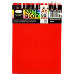 Блокнот А6, 80 л., пластик, пружина сверху (КРАСНЫЙ)