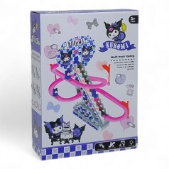 Трек Kuromi подсветка, мелодия, 3 машинки, наклейки, в коробке