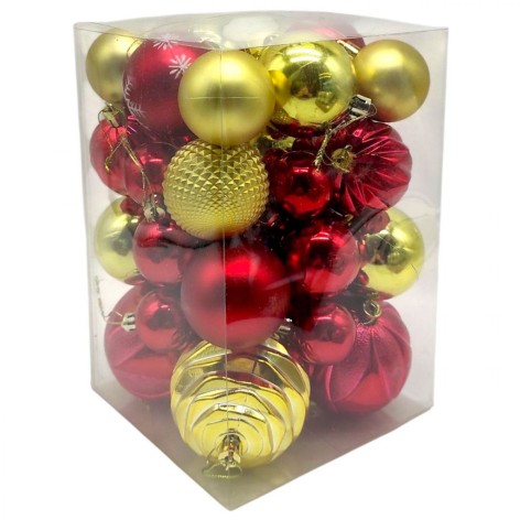Новогодние украшения, 34 штуки, шарики, в слюде