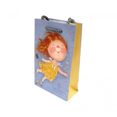 Пакет бумажный 8*12*3.5 ДЕВОЧКА С КРЫЛЬЯМИ-СИНИЙ