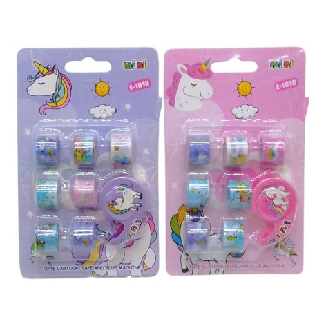 Набор "Единорог" декоративный скотч 7 штук, 1,2*180 см + диспенсер