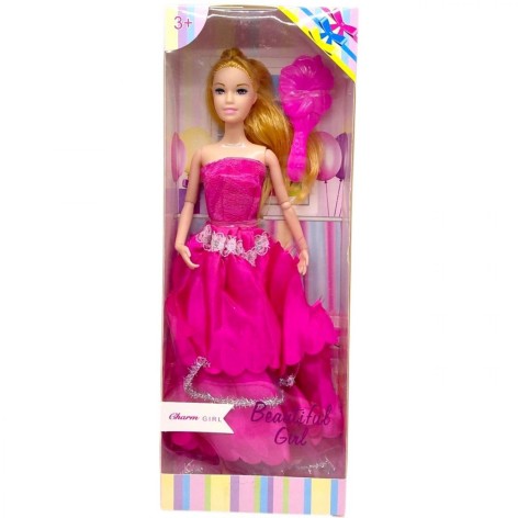 Кукла в праздничном платье с бантом (МАЛИНОВАЯ)