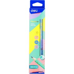 Олiвець простий ч/г Deli EU54800 мiкс HB шестигр.MACARON з ласт зат Macaron, 12 штук
