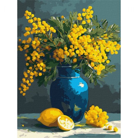 Картина по номерам "Мимоза и лимоны" 30х40см