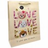 Пакет подарунковий, 40 см ( LOVE-LOVE  бежевий)