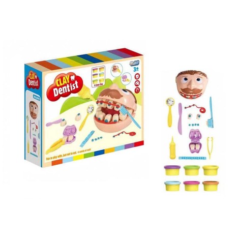 Тесто для лепки SM 8097 (48/2) “Стоматолог”, муляжи челюстей, рот человечка открывается, 6 баночек с тестом, форма для изготовления зубов, инструменты, в коробке