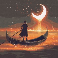 Картина по номерам "На пути к луне" (с красками металлик) ★★★★
