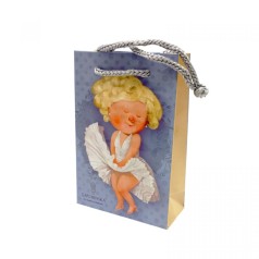 Пакет бумажный 8*12*3.5 ДЕВОЧКА МОНРО-СЕРЫЙ