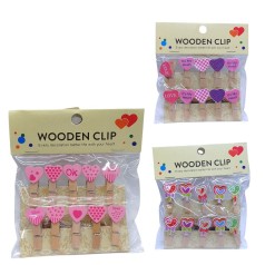 Прищіпки декоративні "Серце" 10-12шт, 3,5см (21859)