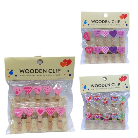 Прищіпки декоративні "Серце" 10-12шт, 3,5см (21859)
