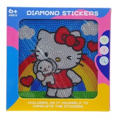 Алмазна мозаїка аніме Hello Kitty клей, стилус, розмір 17.3×17.3 см, з рамкою, в коробці