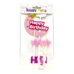 Топпер на торт "Happy Birthday: Місяць" (РОЖЕВИЙ)