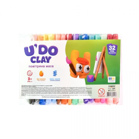 Набор для творчества (воздушный пластилин) "UʼDO Clay" 32 шт, брикет 6 г (укр)