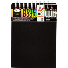 Блокнот А6, 80 л., пластик, пружина сверху (ЧЕРНЫЙ)