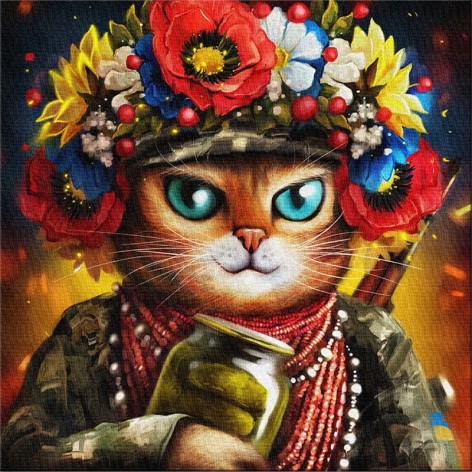 Картина "Кішка захисниця ©Маріанна Пащук"