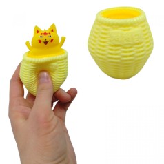 Игрушка-антистресс "Котик в корзинке" (желтый)