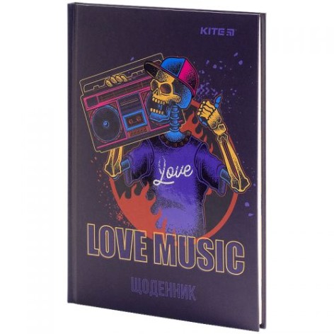 48437 [K21-262-2] Щоденник шкільний, тверда обкл, Love music