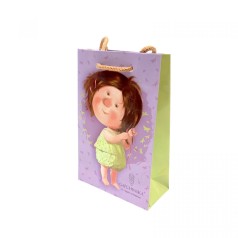 Пакет бумажный 8*12*3.5 ДЕВОЧКА ФИОЛЕТОВЫЙ