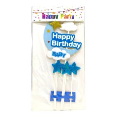 Топпер на торт "Happy Birthday: Місяць" (БЛАКИТНИЙ)