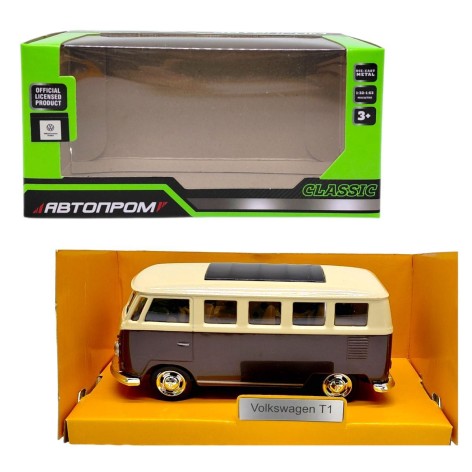 МАШИНА АВТОПРОМ, 1:38 Volkswagen T1 (КОРИЧНЕВЫЙ)