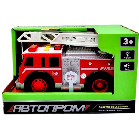 Машина АВТОПРОМ "Пожарная" (свет, звук, коробка – 21х13х11 см)