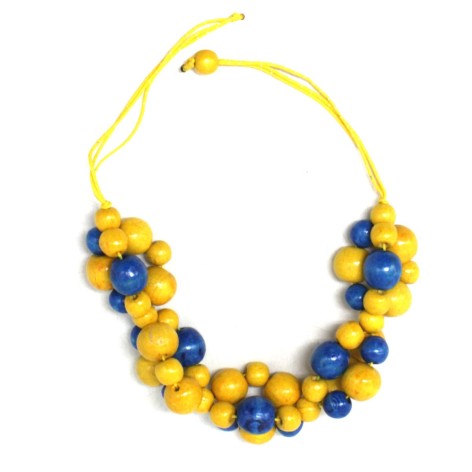 Деревянное ожерелье "Гроздь", 25 см, микс