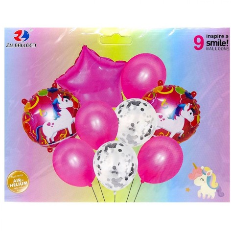Пули воздушные набор - праздничный "Единорог, звезда" 9шт.-3шт*45см+6шт*30см