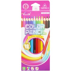 Кольорові олівці, 12 шт (рожевий)