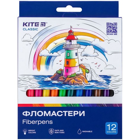 Фломастеры, набор 12 шт. Kite Classic