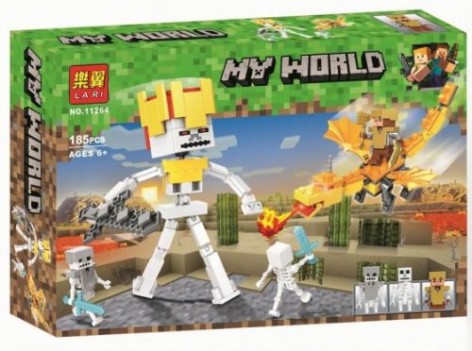 Уценка. Конструктор "My World Minecraft: жёлтый дракон", 185 дет - чуть примят уголок коробки