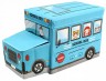 Пуф-кошик для іграшок "Шкільний автобус" (синій)