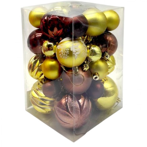 Новорічні прикраси, 34 штуки, кульки, в коробці