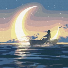 Картина по номерам "Зачарованный луной" (с красками металлик) ★★★
