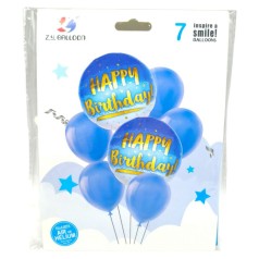 Кулі повітряні набір-святковий "Happy birthday" 7шт. = 2шт * 45см + 5шт * 30см (36112)