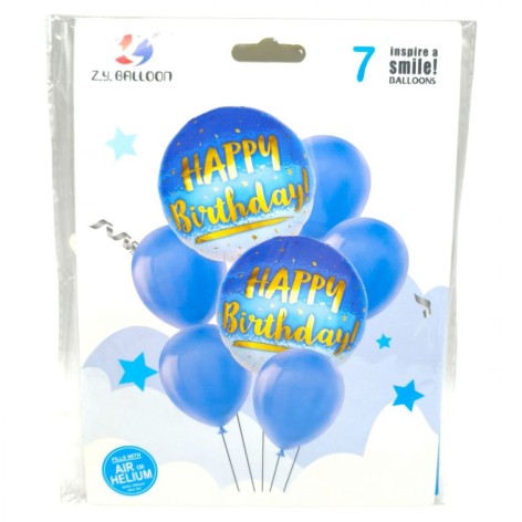 Кулі повітряні набір-святковий "Happy birthday" 7шт. = 2шт * 45см + 5шт * 30см (36112)