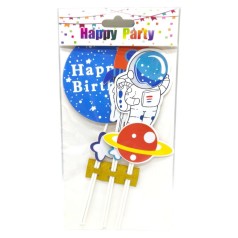 Топпер на торт дитячий  "Happy Birthday" - КОСМОС