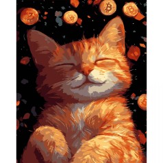 Картина по номерам на черном фоне "Рыжий котенок" 40х50 см